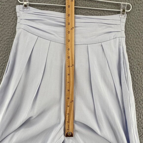 JustFab Pants Womens Small Blue Linen Blend Pleated Wide Leg Pockets Everyday - Picture 10 of 13